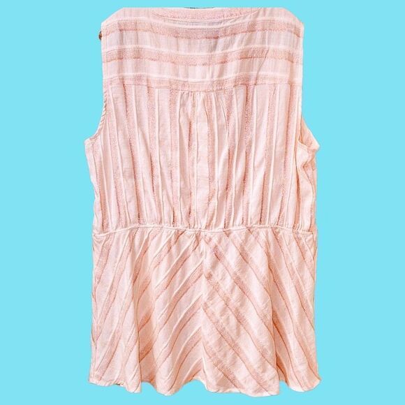 LANEBRYANT Plus Size Women's Sleeveless Striped Shimmery Pink Tank Top - Picture 5 of 13